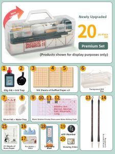 MONLEYTA | Calligraphy Practice Set for Beginners Children and Adults with Wolf Hair and Mixed Hair Brushes Water Writing Cloth Ink Paper and Inkstone