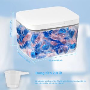 Hộp Đựng Bột Giặt Tự Động Bật Mở Kín Khí 2.8/5.5L Kèm Muỗng Hộp Đựng Bằng Nhựa Thân Thiện Với Môi Trường Kiểu Dáng Hiện Đại Cho Phòng Giặt