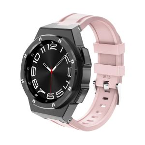 GEEKTHINK | Modification Kit For Samsung Galaxy Watch 6 Classic 47mm Stainless Steel Metal Case Strap For Galaxy 6 Classic 43mm Rubber Band