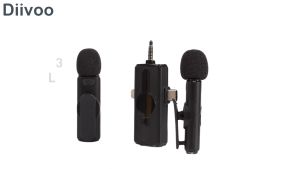 Diivoo 3-in-1 Wireless Lavalier Mic for iPhone/iPad/Android/Camera USB-C Noise Cancelling Real-time Monitoring
