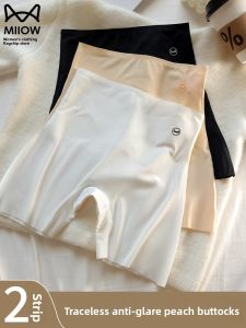 MiiOW | Womens Safety Pants High Waist Ice Silk Seamless Anti-Light Flat Angle Shorts Underwear Two-In-One Briefs Comfortable Briefs