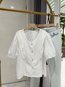 ●ECLAIRE● 043 Kemeja Korea / Kemeja Kasual / Casual Shirt / Kemeja Import / Korean Shirt / Shortsleeves Shirt / Feminim Shirt / Classy Shirt / Kemeja Ruffle / Ruffle Shirt / Kemeja Kerja / 1822