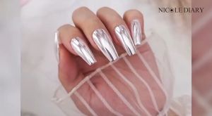 ผงออโรร่า ผงกลิตเตอร์ กระจก โลหะ สีขาว สําหรับตกแต่งเล็บ