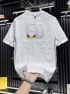 FGD | High-End Embroidery Patchwork Thin Breathable Ice Silk Short Sleeve T-shirt