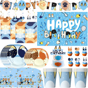 Hasbro | New Cartoon Dogs Birthday Party Decorations Blue Dog Balloons Plate Banner Tableware Set for Baby Shower Party Favors Kids Gifts