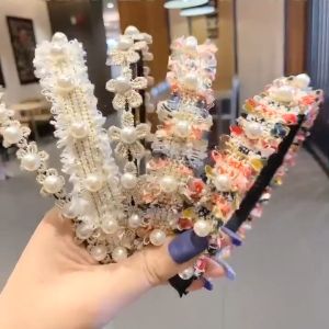 Bando Korea Anak Perempuan Aksen Anyaman Kain Mutiara Pearl Bandana Hiasan Rambut Wanita Murah AK245 ZIORRA