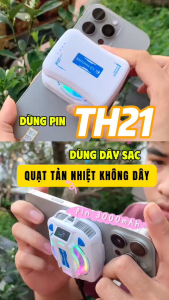 Quạt sò lạnh tản nhiệt điện thoại không dây TH21 pin rời 3000mAh AI kiểm soát nhiệt thông minh Led RGB đóng băng full mặt
