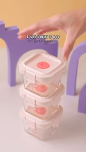 COCONI Baby Food Glass Container 3 Pcs x 160ml | Wadah Penyimpanan Makan Kaca Anak MPASI Kedap Udara