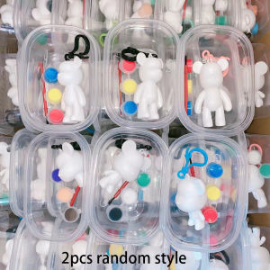 2/4pcs Kids DIY Craft Kit Fluid Bear Painting Art Toy with Violent Bear Keychain Creative Doodle Gift Set (Random Style)