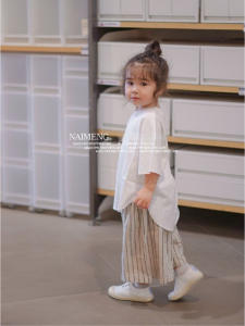 Girls Summer Outfit Short Sleeve Pants And Top Set Baby Clothes Cotton Stripe Pattern Casual Style Two Piece Set for Kids