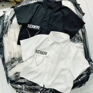 🍒🍒🍒 ÁO SƠ MI CROPTOP PHỐI XÍCH CỔ TRỤ UTRB