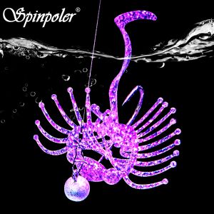 Spinpoler Dancing ELF TPR Soft Bait Folating Worm Creature Fishing Lure UV/Night Glow Shrimp Scent Skirted Swimbait Bass Perch