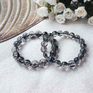 HOJB ​​​​​​​High Grade Brazilian Black Rutilated Quartz 6A Bracelet 10.5-12mm 聚寶軒优质巴西黑发钛晶6A圆珠手链10.5-12mm