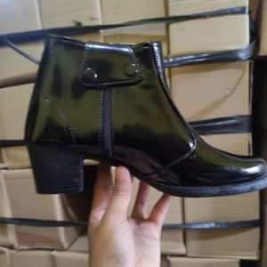 Sepatu pdh resleting wanita kerja dinas polwan security satpam / pdh boot kilap hak 5cm