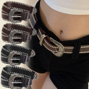 Vintage Carved Metal Belt Needle Buckle for Women Men Jeans Pu Leather Black Western Punk Hip Hop Rock Style Waistband Accessory