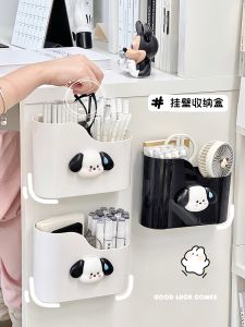 กล่องเก็บเครื่องสำอางติดผนัง ชั้นวางของในห้องน้ำ ไม่ต้องเจาะ กล่องเก็บของแบบแขวน กระดาษทราย สำหรับหอพักนักเรียน กระดาษทราย