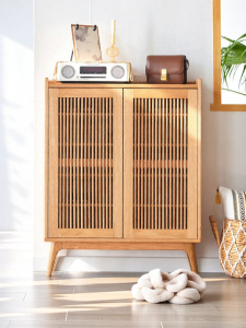 YUANSHI YUANSU | Modern Simple Solid Oak Wood Shoe Cabinet With Door