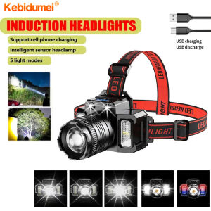 Kebidumei Headlamp Powerful Zoomable LED Head-Mounted 5 Model Flashlight Outdoor Headlight Night Camping Riding Waterproof Fishing Strong Bright Head Torch