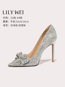 รองเท้าส้นสูงสีเงิน ทรงหัวแหลม ด้านข้างเปิด สายรัดนิ้วแบบสวม ด้านในทำจากหนังแกะ สำหรับผู้หญิงวัย 18-40 ปี ทรงหัวแหลม