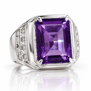 Natural Untreated Brazilian Amethyst 8 carat silver handmade ring