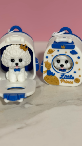 Backpack Buddies Collectibles – Little Prince Bichon | Adorable 3D Printed Puppy Figurine with Mini Backpack Carrier Keychain