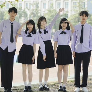 Thai Style JK Uniform Shirt School Uniform Set for Primary And High School Students Graduation Season Short Sleeve Loose Fit