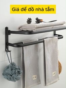 Giá nhà tắm - Kệ treo khăn tắm khăn mặt dán tường nhôm + sơn tĩnh điện cao cấp Hadochi