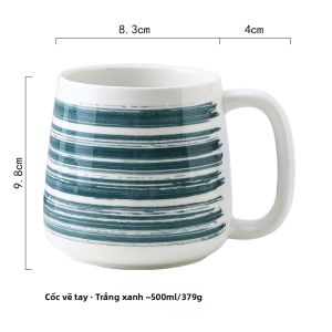 Tách Sứ Tráng Men Tự Vẽ Dưới Men Cho Cà Phê và Trà Sữa
