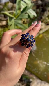 💥แหวนไพลินดอกไม้ ไพลินเจีย พลอยน้ำสวยเกรดคัด สีน้ำเงินตามตำรา เนื้อแท้ธรรมชาติ อัญมณีเครื่องประดับของแท้ สินค้ามีใบรับประกันดูแลตลอดการใช้งาน AUFU STORE