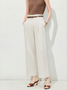 Vero Moda | Summer New Linen Blend Waistband Pleated Straight Cut Trousers