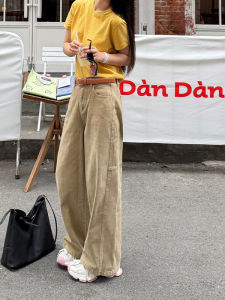 กางเกงยีนส์ทรงหลวมขาตรงสีกรมท่าสไตล์ย้อนยุคสำหรับผู้หญิงในช่วงฤดูร้อน กางเกงขายาวทรงหลวมขาบาน กางเกงยีนส์ทรงหลวมสำหรับผู้หญิง