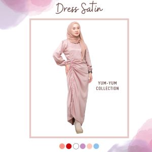 DRESS SERUT SATIN | GAMIS SERUT ABELIA DRESS | BAJU KONDANGAN BRIDESMAID WANITA SATIN SILK