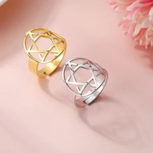 Skyrim Star Of David Hexagram Ring Women Men Stainless Steel Finger Rings Vintage Israel Jewish Judaism Jewelry Gift