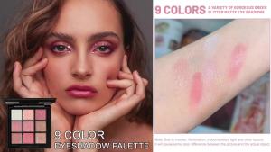 9 Màu Hồng Phấn Mắt Bảng Màu Matte Shimmer Màu Hồng Trang Điểm Lâu Trôi Cho Nữ Người Mới Bắt Đầu Mỹ Phẩm Chuyên Nghiệp Chống Thấm Nước