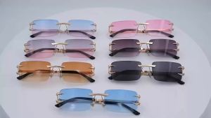Mens and Womens Casual Square Frameless Metal Fashion Glasses for Casual Activities Lightweight Decorative Accessories