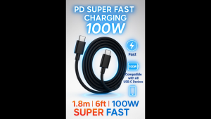 100W PD Super Fast USB-C to USB-C Cable 1.8m | Type-C Charger Cable for Phone Laptop Tablet