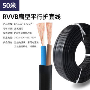White RVVB Power Cable 2 Core 0.5 0.75 1.5 2.5 Square Soft Cable Home Use Copper Core Wire from Guangdong China