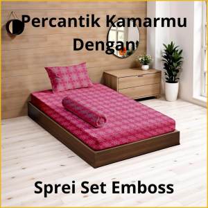 Bs Home Decore - Sprei Set Polos Emboss Size 120x200cm Motif Timbul Mewah Dan Elegan