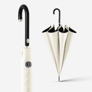 OLYCAT Lightweight Umbrella Rain Women Windproof Glass-fiber 8 Ribs Business Golf Umbrella Long Handle White Umbrella UPF50+