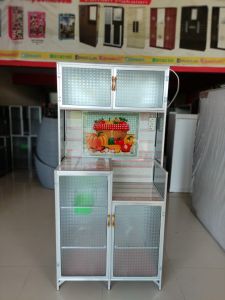 Rak Piring 3 Pintu Rak Piring Kaca 2 Pintu Kerangka Alumunium Kuat dan Kokoh