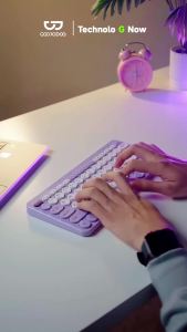GOOJODOQ KF002 Wireless Mini Keyboard Retro Round 78 Keys 2.4GHz & Bluetooth 5.0 Dual Mode Silent for Windows Mac IOS Android for Office Library Home