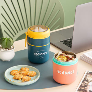 Thép không gỉ chân không cup súp Hộp Ăn Trưa lưu trữ ấm hơn với muỗng thực phẩm nhiệt Jar cách điện súp phích container Cooler