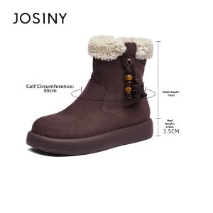 Josiny | Thick Heel Fleece Lined Insulated Snow Boots for Women Medium Bootie