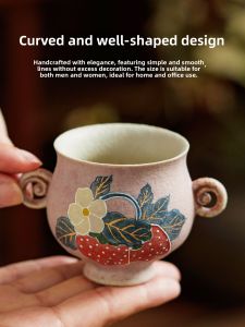 SHUANGYU | Red Ceramic Tea Cup with Double Handles for Women