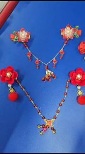 MILANBERRY JEPIT RAMBUT HAN RED AKSESORIS CHINESE NEW YEAR JEPIT MOTIF BUNGA MERAH