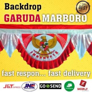 BENDERA MERAH PUTIH BACKGROUND GARUDA RUMBAI PUTIH 10 GLOMBANG