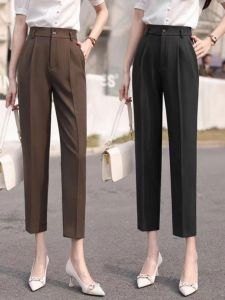 กางเกงขายาวทรงตรงเอวสูงสำหรับผู้หญิง กางเกงขายาวทรงตรงลำลอง ทรงหลวม ทรงสลิมฟิต กางเกงขายาวทรงบุขนแกะสำหรับฤดูใบไม้ผลิและฤดูใบไม้ร่วง