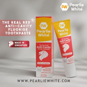 Pearlie White The Real Red Anti-Cavity Toothpaste 138gm - Fights Cavities Removes Stains Strengthens Enamel No SLS or Parabens