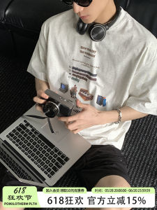 เสื้อยืดผ้าฝ้ายระบายอากาศสําหรับผู้ชายและผู้หญิงหลวมพอดีสไตล์เกาหลีย้อนยุคพร้อมแขนสั้นลายนูนสําหรับฤดูร้อน