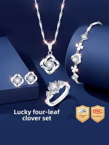 East Beauty | 990 Silver Moissanite Necklace Earring Ring Jewelry Set